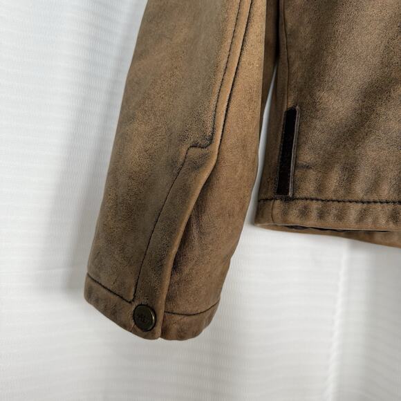 Vintage Guess Leather Bomber Jacket Distressed Suede Brown Men's Size M - Picture 4 of 10